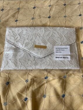 IMAN Winter White Lace Envelope Clutch